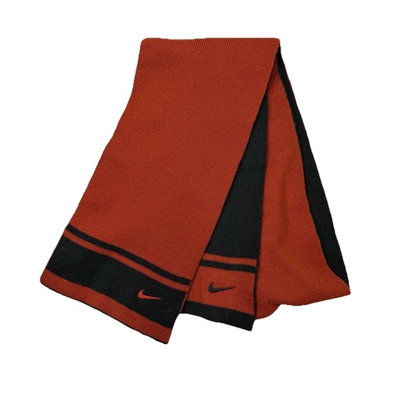 Nike Other - Vintage Nike Reversible Knit Scarf Embroidered Swoosh Burnt Orange Charcoal Grey